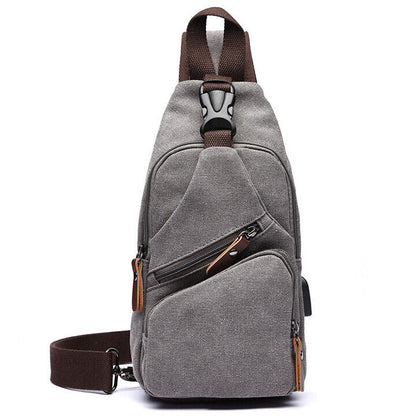 Men's Sling Backpack Canvas Crossbody Chest Bag Casual Daypack Outdoor Sport Bag
