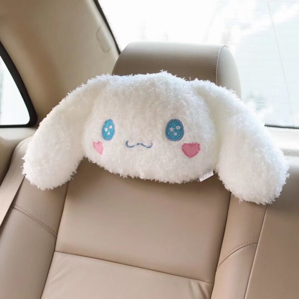 Cute 2pcs Cinnamoroll Plush Car Seat Head Rest Cushion Pillows Neck Rest Pillow