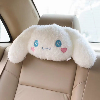 Cute 2pcs Cinnamoroll Plush Car Seat Head Rest Cushion Pillows Neck Rest Pillow