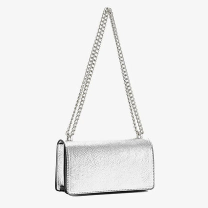 Women's Small Handbag Silver Party Chain Evening Bag Crossbody