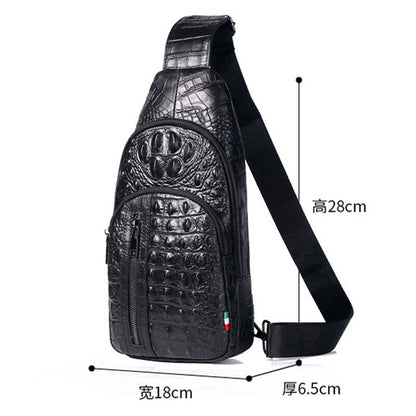 Sling Backpack Men's Genuine Leather Crocodile Crossbody/Shoulderfor Bag Hiking