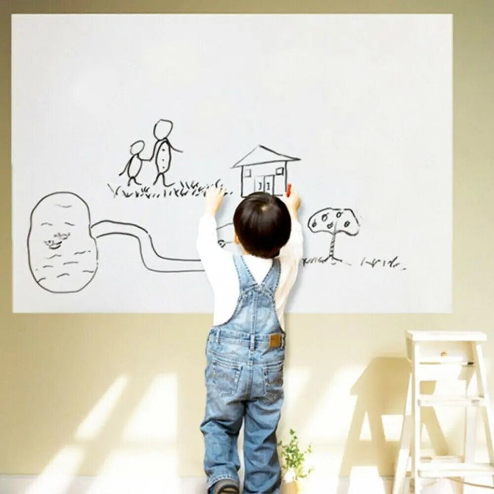 Whiteboard Stickers PVC Waterproof Wallpaper Decor Message Board W/ Pen 45x200cm
