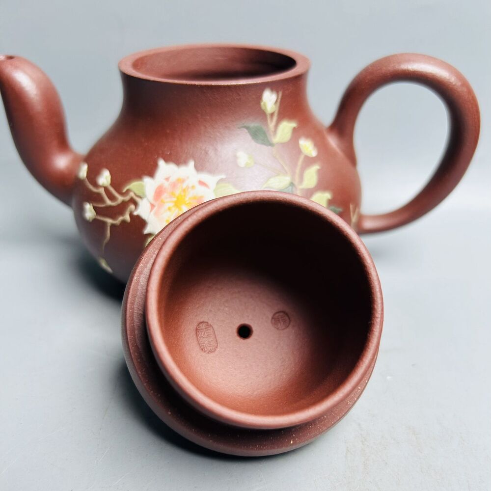 Vintage Chinese Yixing Purple Clay Teapot Zisha Ceremony Painted Nice Teaware