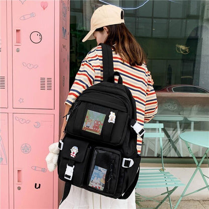 Student Backpacks Women Black School Bags Oxford Bookbags Backpack