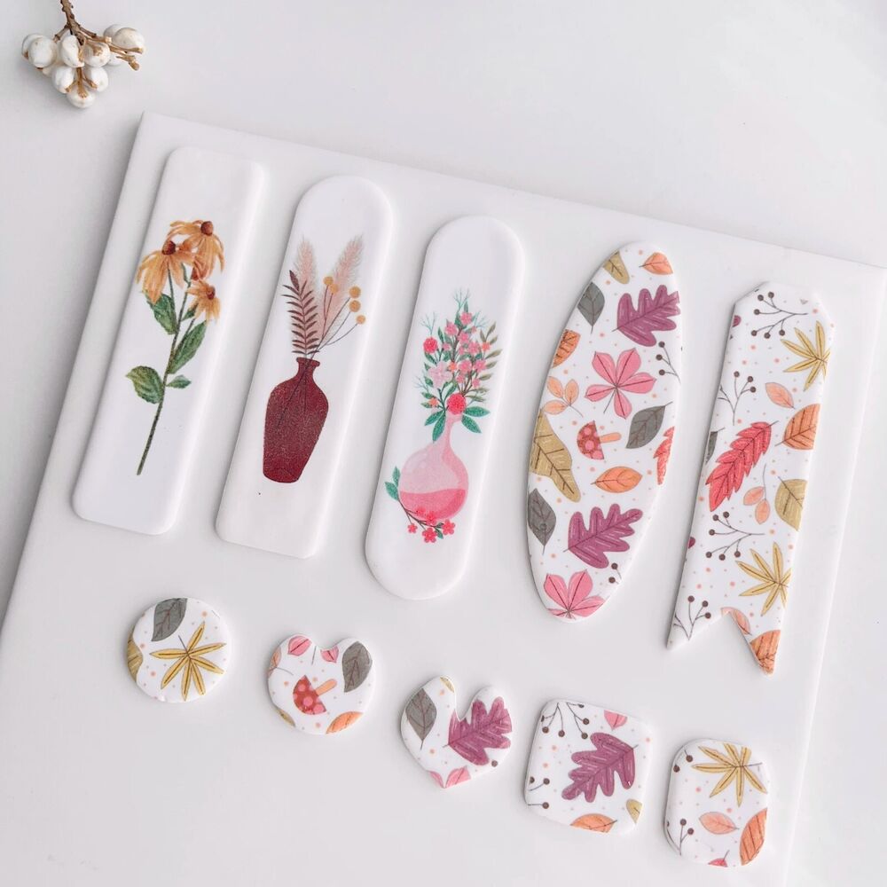 Polymer Image Transfer Paper Plants Flowers Leaf Decals DIY Jewelry Craft Tools