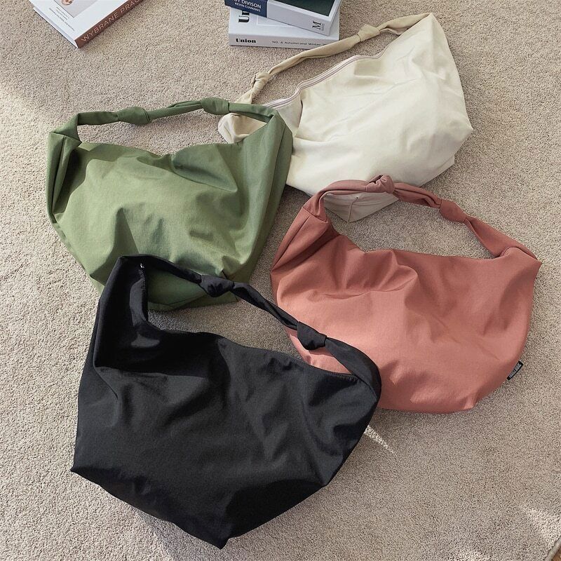 Package Women Waterproof Nylon Solid Black Shoulder Bags Minimalist style