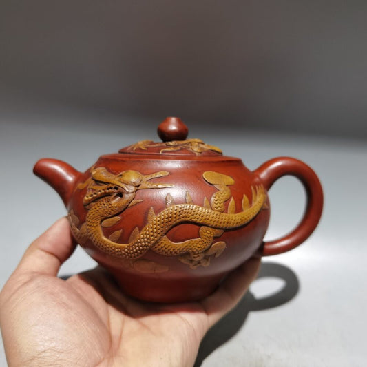 Chinese Yixing Zisha Clay Handmade Exquisite dragon shape statue Teapot 底款：顾景舟