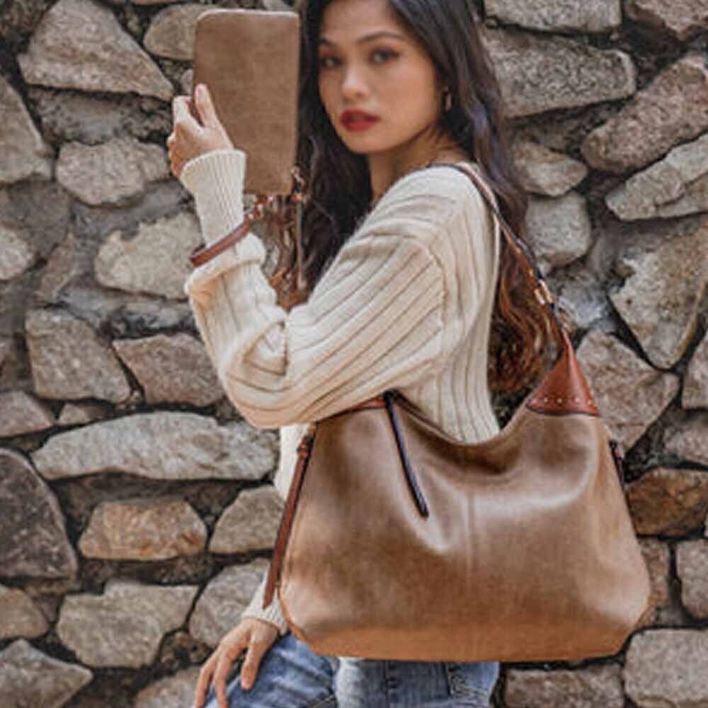 2pcs Celela Women Concealed Carry Studs Hobo Shoulder Handbag Tote Purse Bags