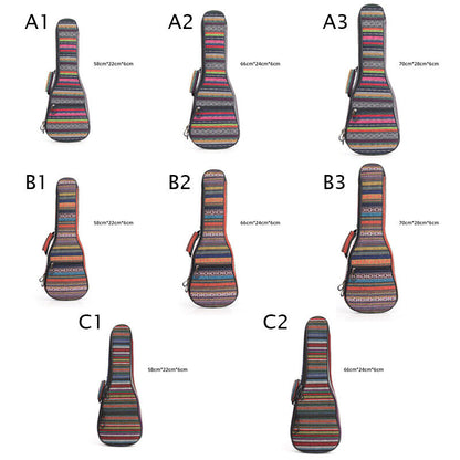 Ethnic Style Thicken Ukulele Bag Case Backpack 21 23 26 Inch Ukelele Mini Guitar