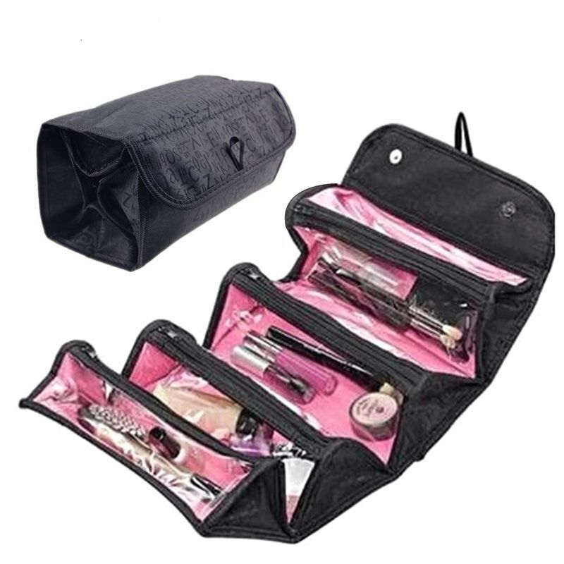 4-Layer RollUp Cosmetic Makeup Pouch Large Travel Storage Bag Toiletry Organizer