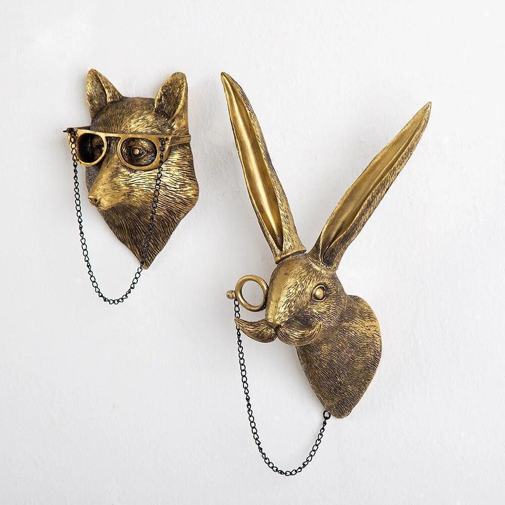 Stylish Aluminum Statue Unique Bronzed Deer Wall Mount Smoking Pipe with Glasses