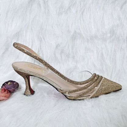 Gold Comfortable Pointed Toe Noble Ladies Shoes Bag Wedding A Pair Of Shoes