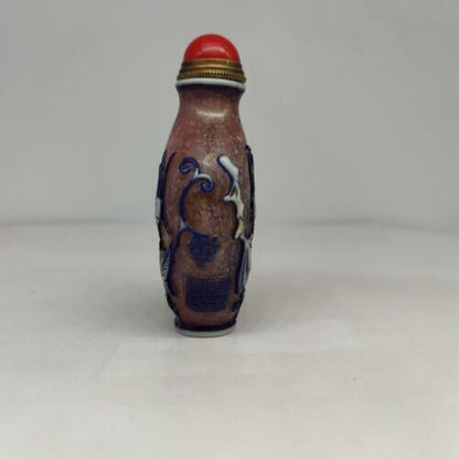 chinese carved collection peking glass snuff bottle cricket statue carving rare