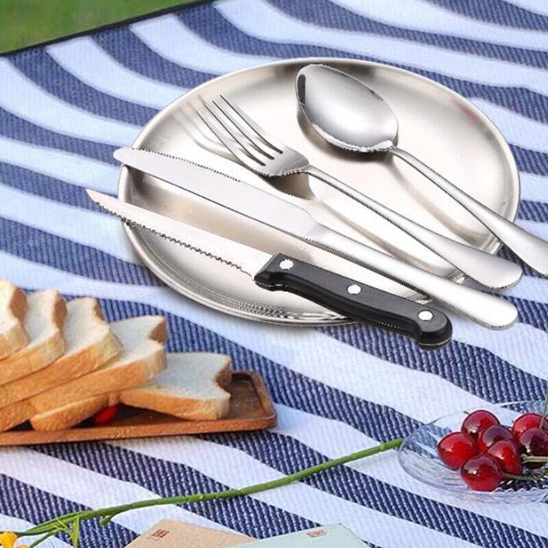 Camping Tableware Set Stainless Steel 10/19Pcs Picnic Cutlery Set W/ Storage Bag