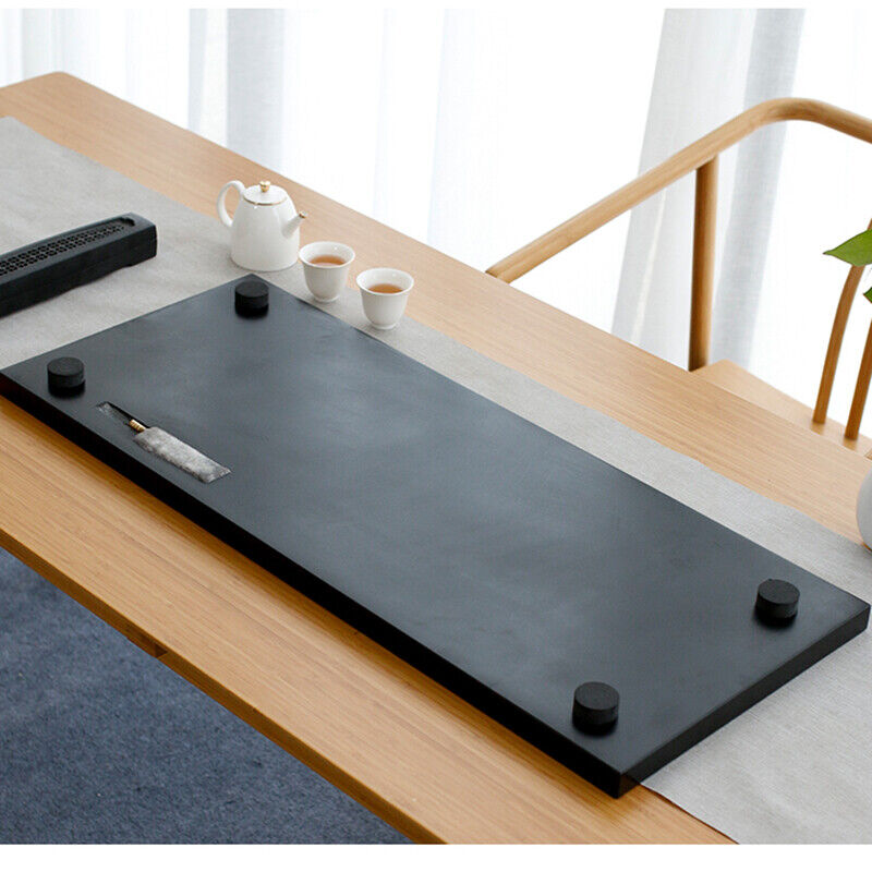 Black Stone Tea Tray Natural Complete Stone Tea Table Water Draining Simple Set