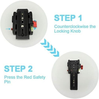 Quick Release Plate Camera Tripod Base with QR Clamp Adapter 1/4" and 3/8" Screw