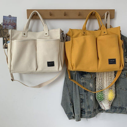 Shopping Bag Handbag Cotton Canvas Shoulder Tote Messenger Bag 32*12*27 Cm Purse
