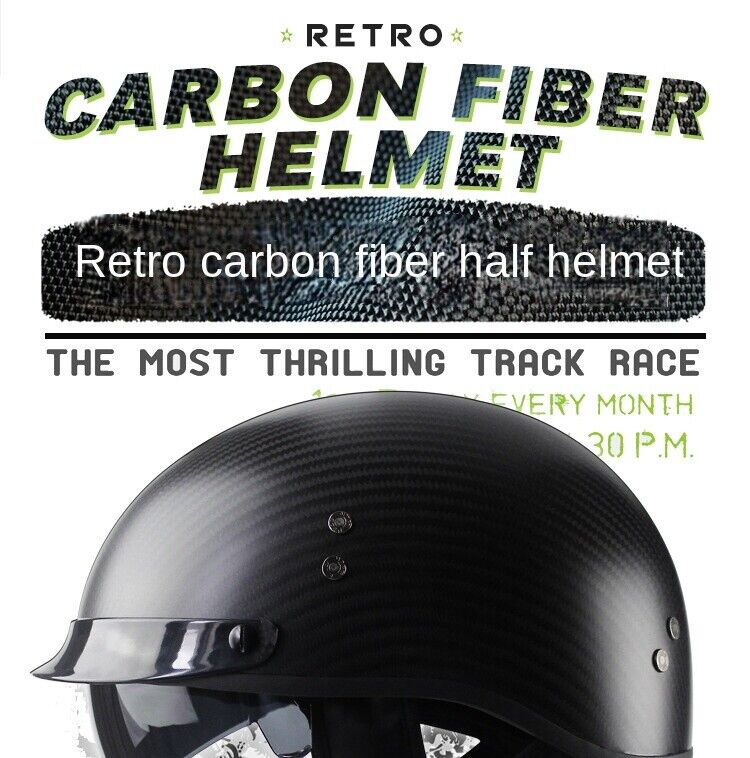 Carbon Fiber Motorcycle Half Helmet Men Women Gift Retro Motorcycle Helmet