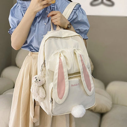 School Backpack Large Capacity Back Pack Nylon Cartoon Schoolbag Pink Blue White