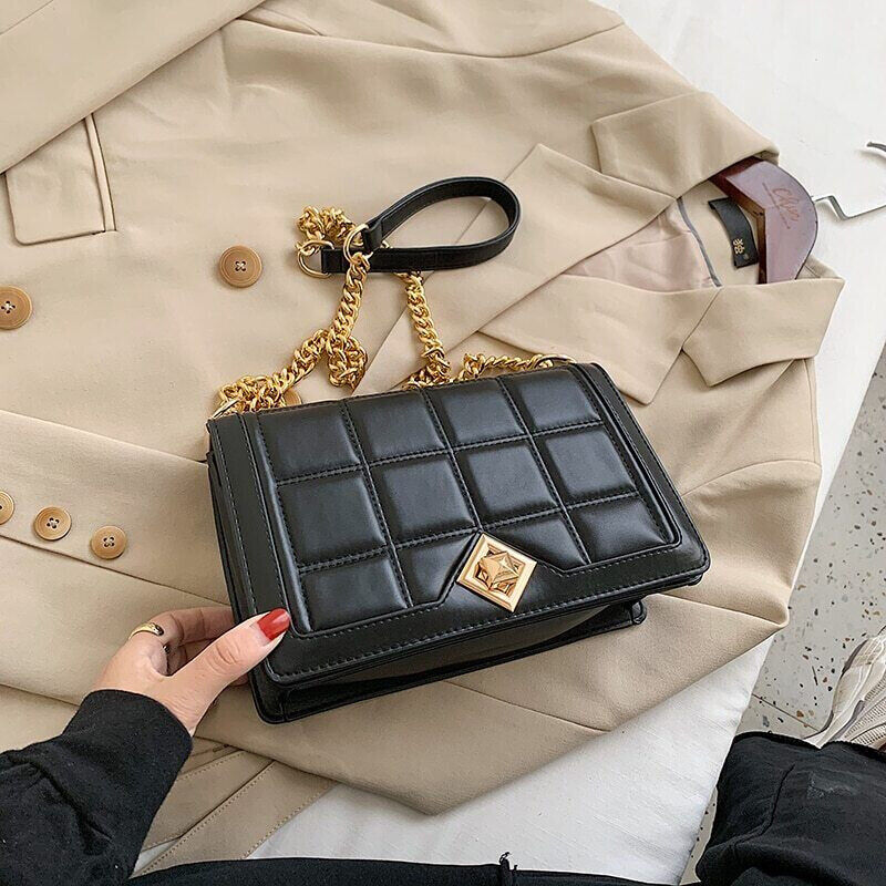 Square Bag PU Leather Women's Handbag Travel Chain Shoulder Messenger Bag