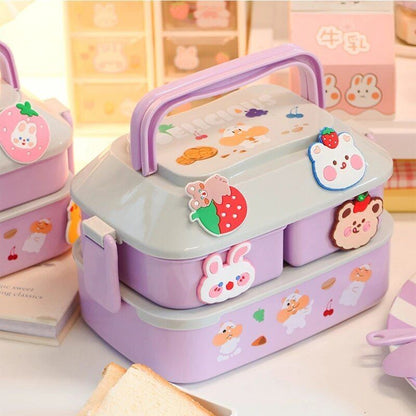Lunch Box Kid Girls School Plastic Picnic Bento Microwave Food Container 19x13cm
