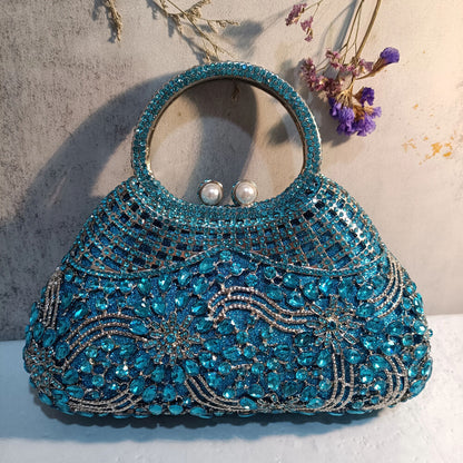 Woman Wedding Bridal Handbag Flower Crystal Party Floral Evening Bag