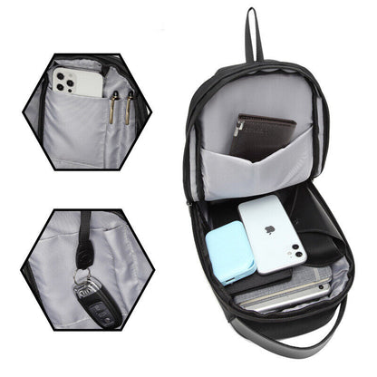 Men's Sling Backpack Oxford cloth Waterproof Crossbody Bag Black Daypack USBport