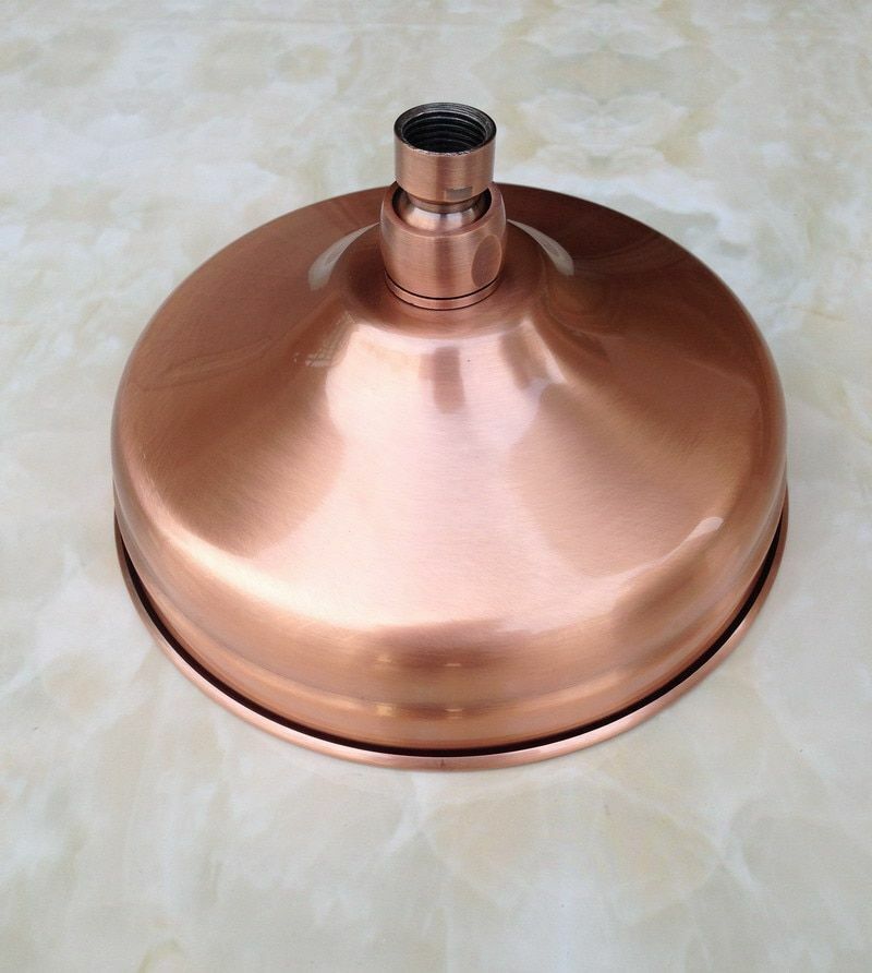 8" Antique Red Copper Round Rainfall Shower Heads Extension Pipes Wall Arm Parts