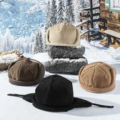 Women Beanies Winter Thick Warm Fleece Hats Corduroy Outdoor Ski Ear Cap 55-62cm