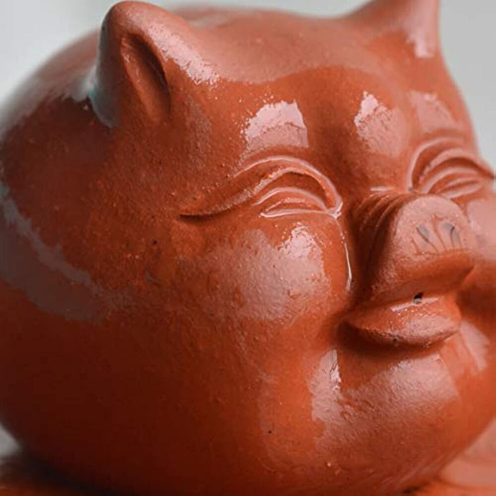 Chawan Zisha Chinese Yixing Clay Pig Handmade Kungfu Tea Decoration with bell