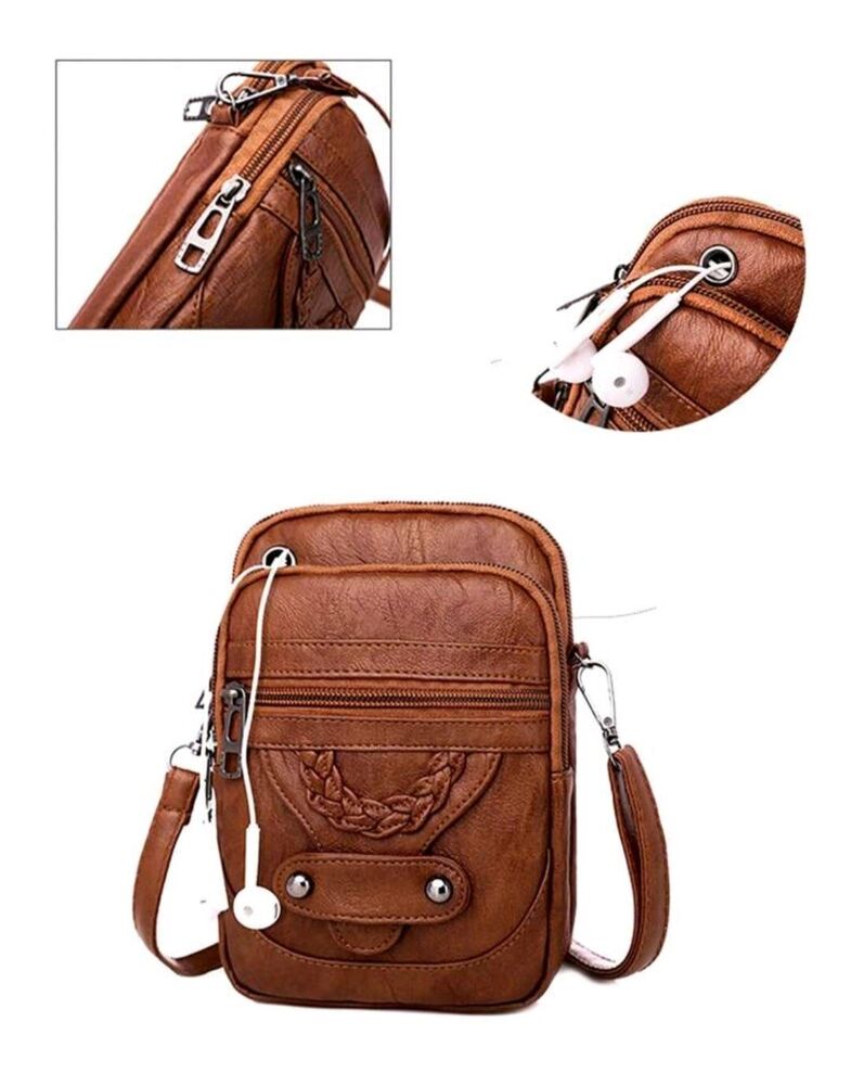 Crossbody Bag for Women PU Leather Handbag Mini Shoulder Bag Purses Brown