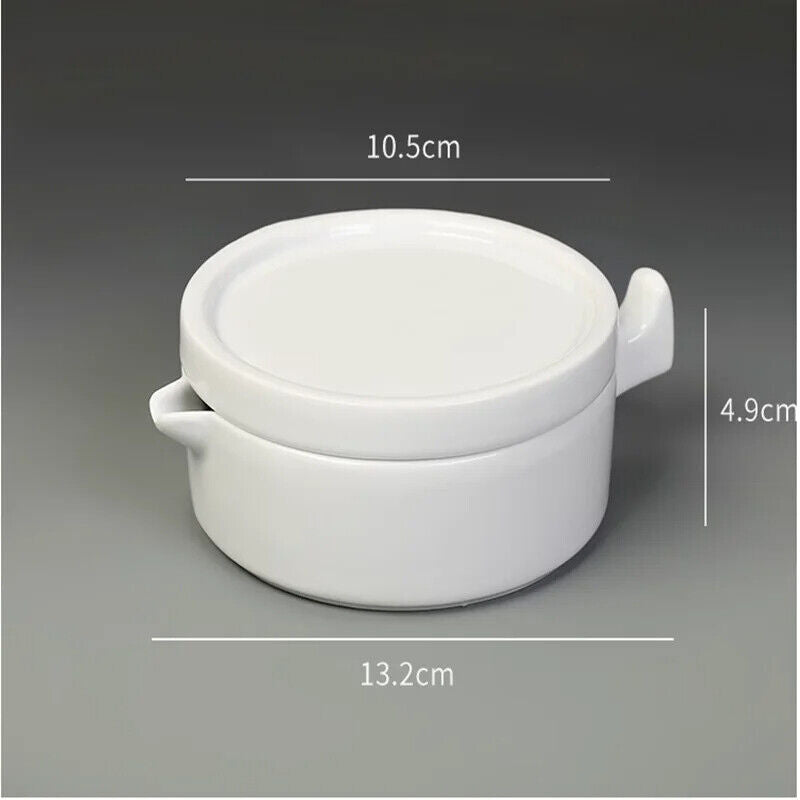 Ceramic Ink Plate White Porcelain W/ Lid Calligraphy Painting Palette 10.5x4.9cm