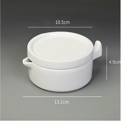 Ceramic Ink Plate White Porcelain W/ Lid Calligraphy Painting Palette 10.5x4.9cm