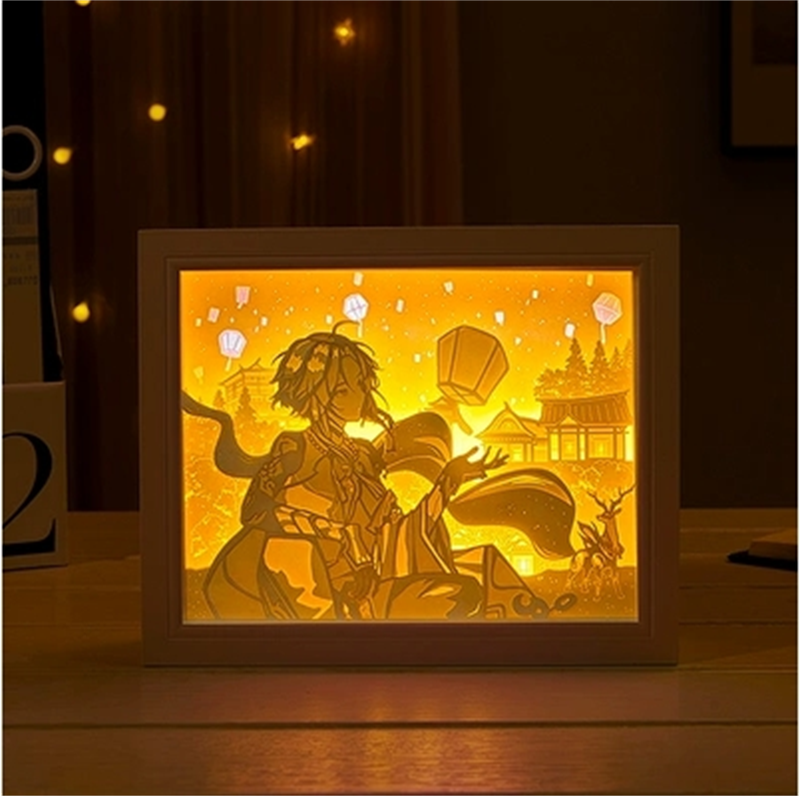 New Genshin Impact Hutao GanYu Paper Carving Lamp Touch Control Rechargeable