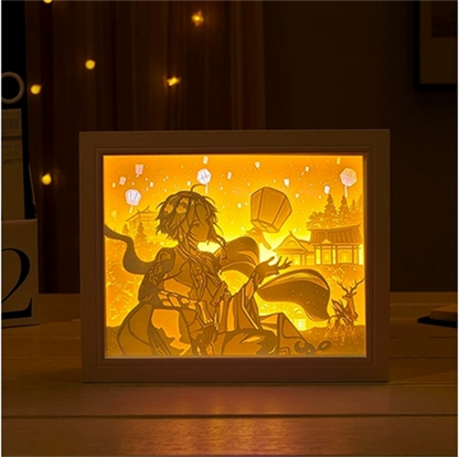 New Genshin Impact Hutao GanYu Paper Carving Lamp Touch Control Rechargeable