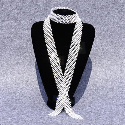 Men Ties Shiny Rhinestones Women Fashion Sequin Party Night Club Bar Accessories