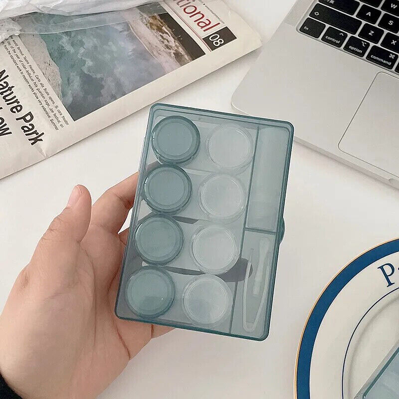 Contact Lens Case 4 Pairs Plastic Storage Boxes Cosmetic Containers 12x8.5x2.2cm