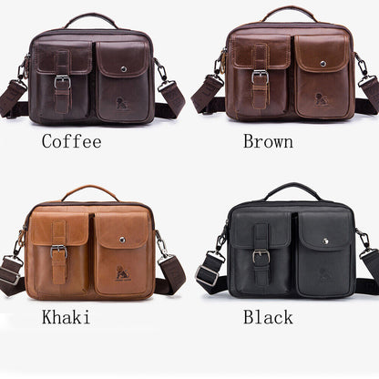 100% Genuine Leather Men's Handbag 11" Crossbody Shoulder Bag Business Messenger
