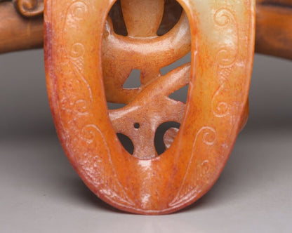 Chinese Old Natural Hetian Jade Carved Dragon Statue Pendant Jewelry Collections
