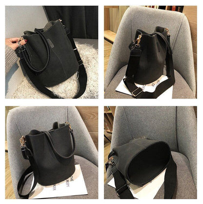Messenger Bag Women Bucket Shoulder Bag Large Vintage Matte Leather Handbag 1 PC