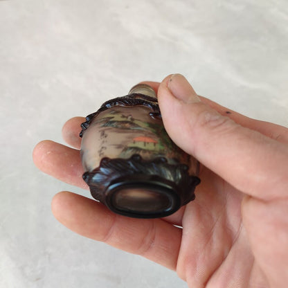 Chinese Carved Glass Snuff Bottle Inside Painting Dragon Sculpture Statue Rare