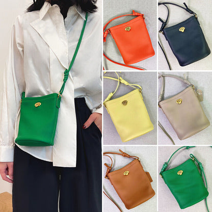 Fashion Mini Real Leather Bucket Bag-Crossbody,Clutch,Shoulder,Pouch & Phone Bag
