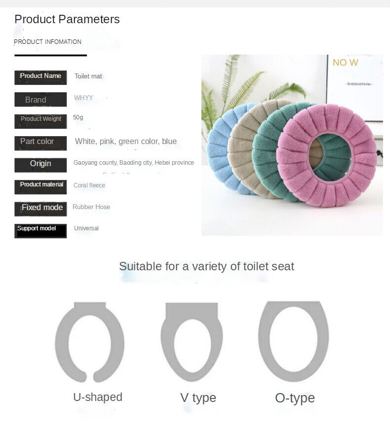 Cubierta De Asiento De Inodoro De Baño Alfombrilla Lavable Acrílica Suave Cálida
