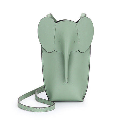 Women Fashion Genuine Leather Crossbody Shoulder Bag Elephant Pocket Phone Pouch