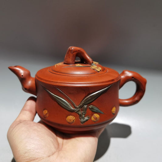 Chinese Yixing Zisha Clay Handmade Exquisite bamboo shape Teapot 品名：松竹梅壶 底款：朱可心