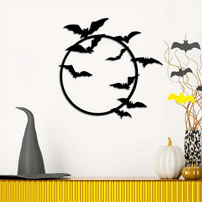 1pc Flying Bats Metal Wall Art,Bats Metal Wall Decor,Bat Metal Sign,Halloween