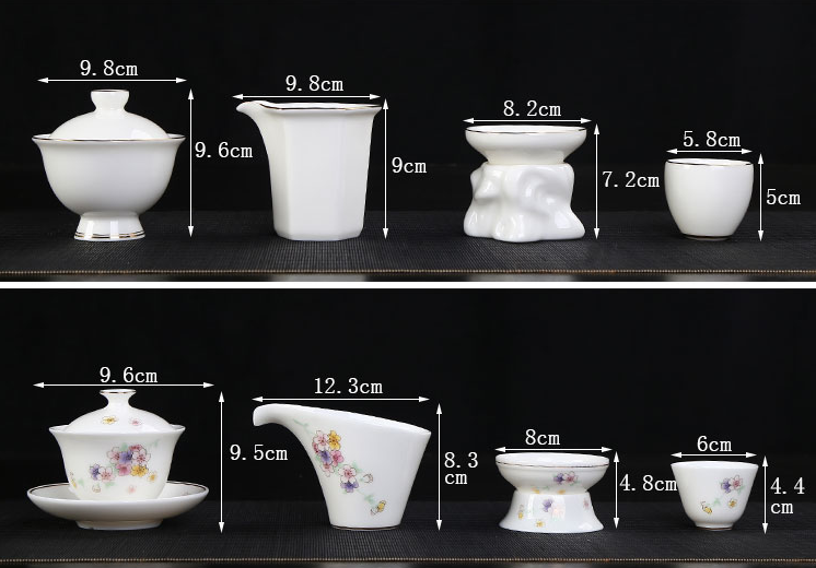 Hand covered bowl tea cup pure white fat jade porcelain gift box set