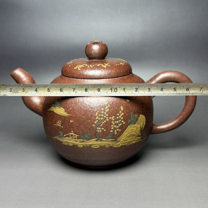 Vintage Chinese Yixing Purple Clay Teapot Zisha Ceremony Fine Landscape Tea Set