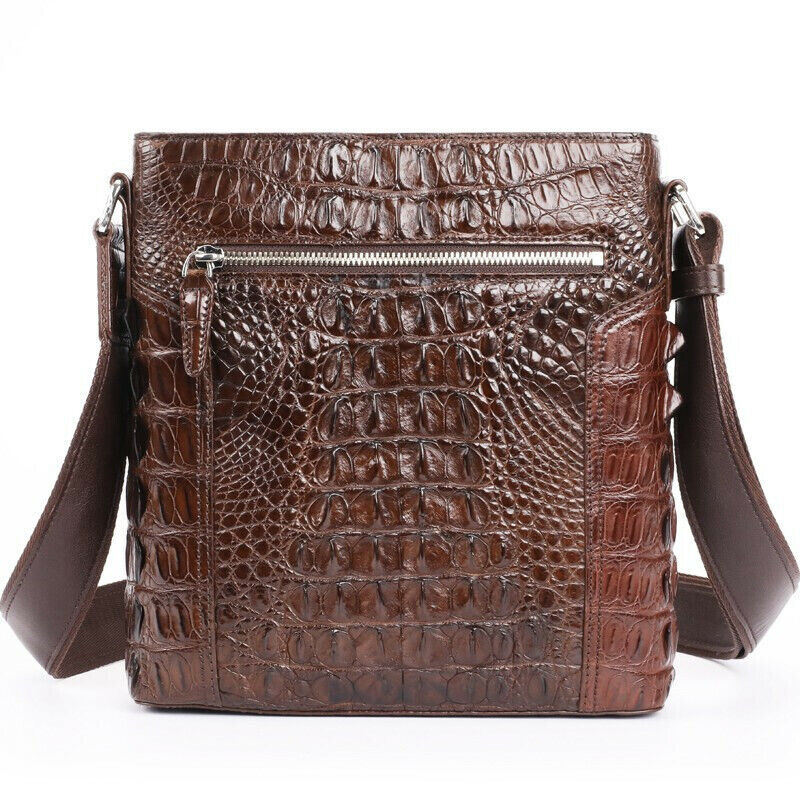 Handcrafted Nile Crocodile Skin Leather Shoulder Messenger bag, Men's Luxury Bag