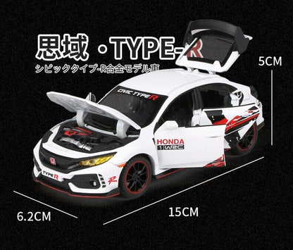 1:32 HONDA CIVIC TYPE-R Diecast Model Car Toy Vehicle Sounds Light Red Blue Gift